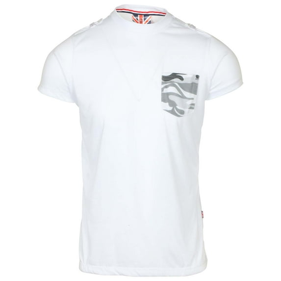 9 Crowns Men's Pocket Short Sleeve Casual Tee (Large, White/Camo)