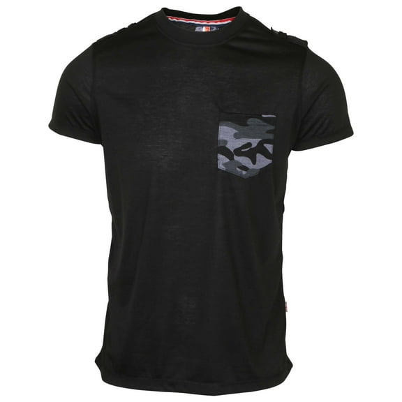 9 Crowns Men's Pocket Short Sleeve Casual Tee (Small, Black/Camo)