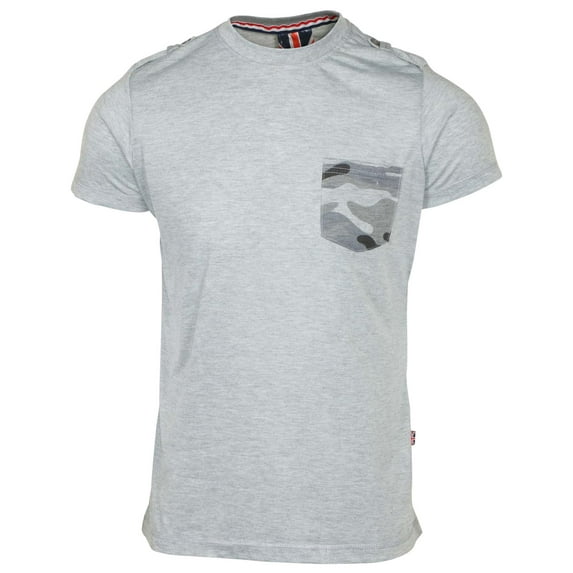 9 Crowns Men's Pocket Short Sleeve Casual Tee (X-Large, Heather Grey/Camo)