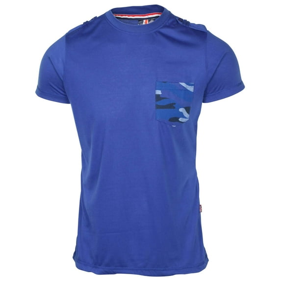 9 Crowns Men's Pocket Short Sleeve Casual Tee (X-Large, Royal Blue/Camo)