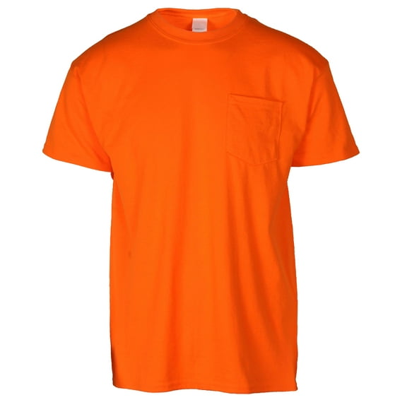 9 Crowns Men's Short Sleeve Crewneck Pocket Tee (Orange, Large)