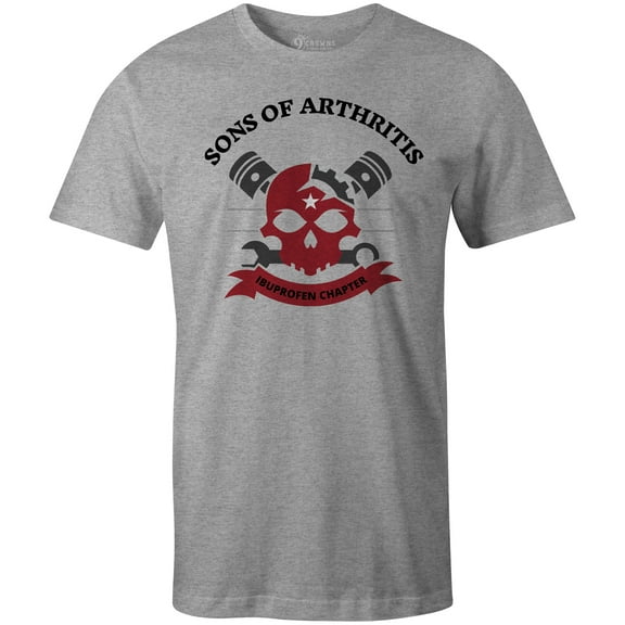 9 Crowns Men's Sons of Arthritis Funny T-shirt (SonsofArth-Grey, Small)