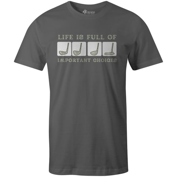 9 Crowns Men's Unisex Graphic Tee Golf Choices Funny T-shirt (X-Large, GolfChoices-Metal)