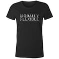 thumbnail image 1 of 9 Crowns Men's Unisex Graphic Tee Morally Flexible Funny T-shirt (MorallyFlexible-JBlack, Medium), 1 of 3
