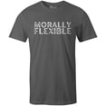 thumbnail image 1 of 9 Crowns Men's Unisex Graphic Tee Morally Flexible Funny T-shirt (MorallyFlexible-Metal, 2XL), 1 of 3