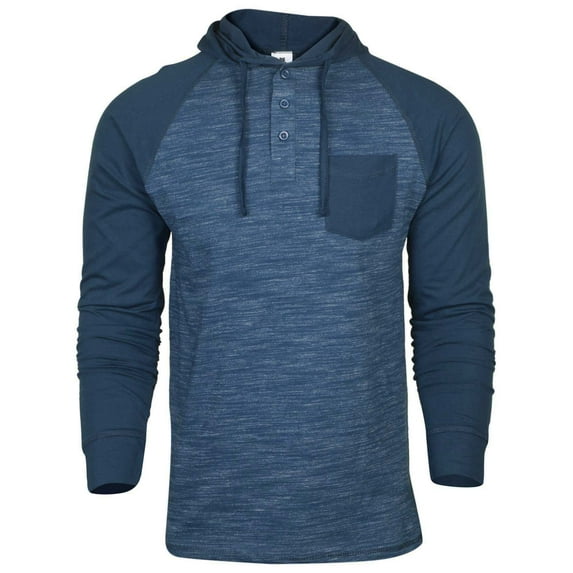 9 Crowns Raglan Lightweight Pullover Long Sleeve Hoodie (Large, Blue)
