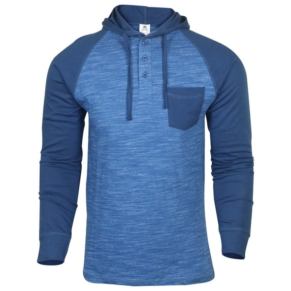 9 Crowns Raglan Lightweight Pullover Long Sleeve Hoodie (Large, Royal)