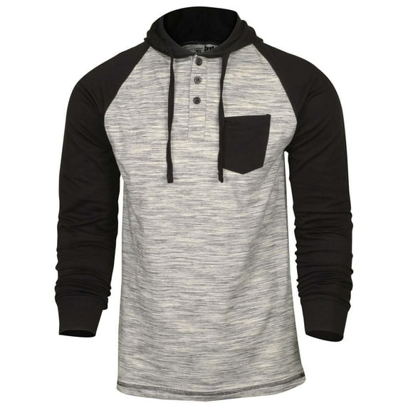 9 Crowns Raglan Lightweight Pullover Long Sleeve Hoodie (X-Large, Natural/Black)