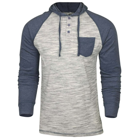 9 Crowns Raglan Lightweight Pullover Long Sleeve Hoodie (X-Large, Natural/Blue)