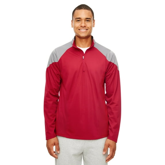 9 Crowns Team 365 Command Moisture wicking Quarter-Zip Shirt Jacket (Red/Graphite, Small)