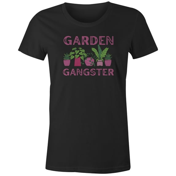 9 Crowns Tee Unisex Garden Gangster Funny T-shirt (Gangster-JBlack, Medium)