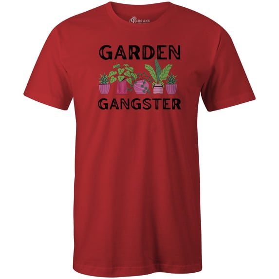 9 Crowns Tee Unisex Garden Gangster Funny T-shirt (Gangster-Red, Large)