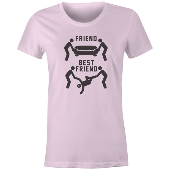 9 Crowns Tees A Best Friend Helps You Move A Body Graphic Tee (Juniors Pink, Small)