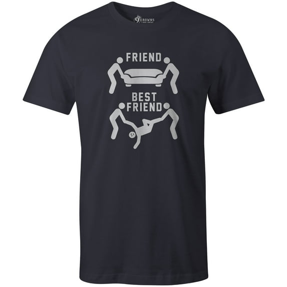 9 Crowns Tees A Best Friend Helps You Move A Body Graphic Tee (Unisex Navy, Large)