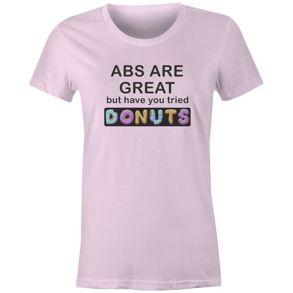 9 Crowns Tees Abs Are Great But Have You Tried Donuts Graphic T-Shirt (Juniors Pink, 3XL)