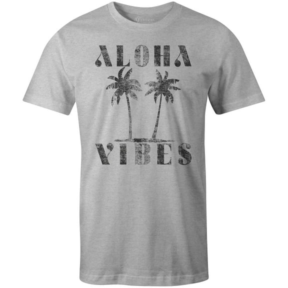 9 Crowns Tees Aloha Vibes Vacation Trip Graphic T-shirt (Large, Unisex Heather Grey)