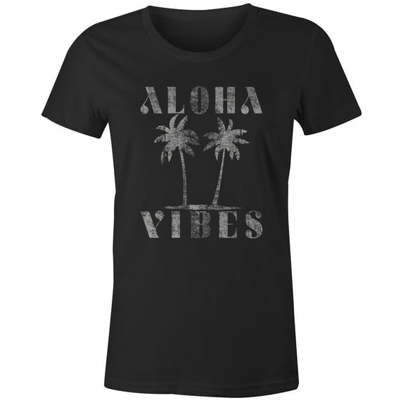 9 Crowns Tees Aloha Vibes Vacation Trip Graphic T-shirt (XX-Large, Juniors Black)