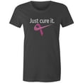 thumbnail image 1 of 9 Crowns Tees Breast Cancer Awareness Sporty Cure It T-Shirt (Juniors Charcoal, X-Large), 1 of 3