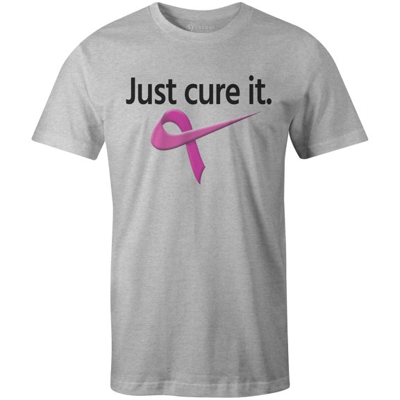 9 Crowns Tees Breast Cancer Awareness Sporty Cure It T-Shirt (Unisex Grey, Medium)
