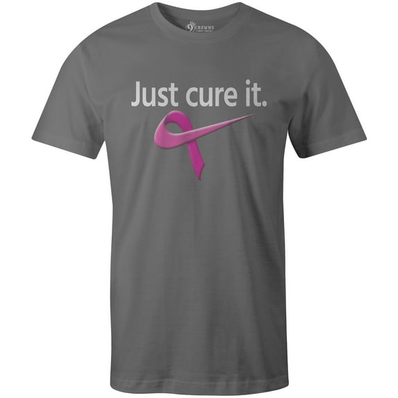 9 Crowns Tees Breast Cancer Awareness Sporty Cure It T-Shirt (Unisex Metal, 2XL)