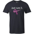 thumbnail image 1 of 9 Crowns Tees Breast Cancer Awareness Sporty Cure It T-Shirt (Unisex Navy, 3XL), 1 of 3