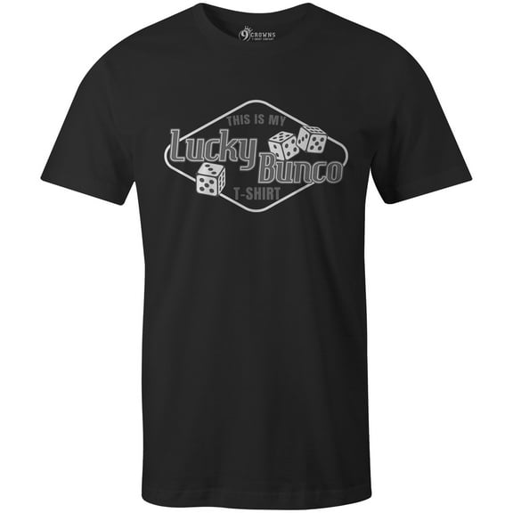 9 Crowns Tees Bunco Dice Game Night Funny Graphic Shirt (Lucky Unisex Black, Small)