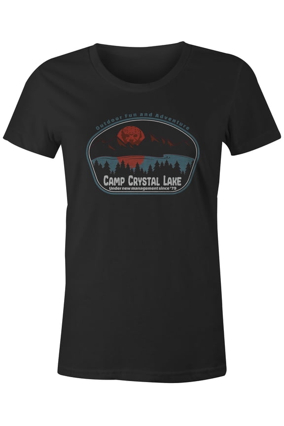 Tees Camp Crystal Lake Blood Lake Funny Jason T-Shirt (Juniors Black, X-Small)