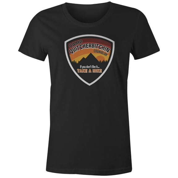 9 Crowns Tees Camp Quitcherbitchin Sarcastic Novelty Graphic Tee (Juniors Black, XS)