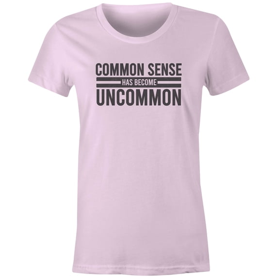 9 Crowns Tees Common Sense Has Become Uncommon Graphic Tee Shirt (Juniors Pink, 3XL)
