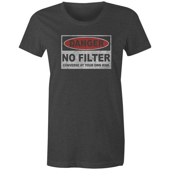 9 Crowns Tees Danger No Filter Converse At Your Own Risk T-Shirt (Juniors Charcoal, X-Large)
