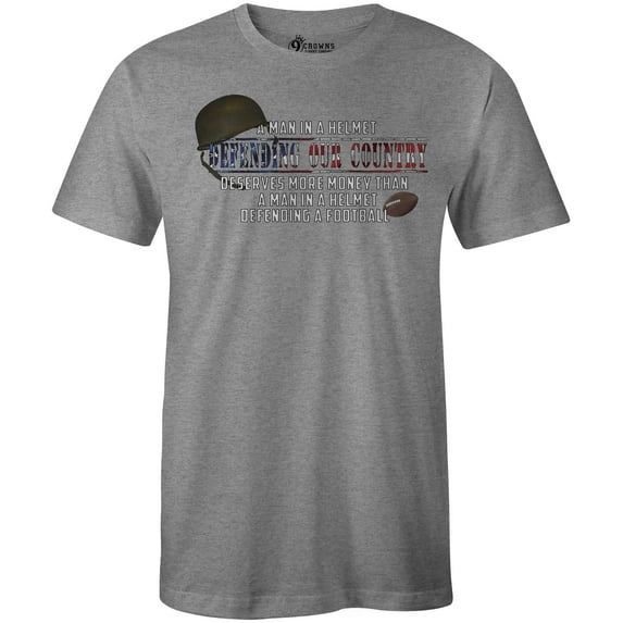 9 Crowns Tees Defending Our Country Armed Forces Graphic T-Shirt (Men's Heather, Small)