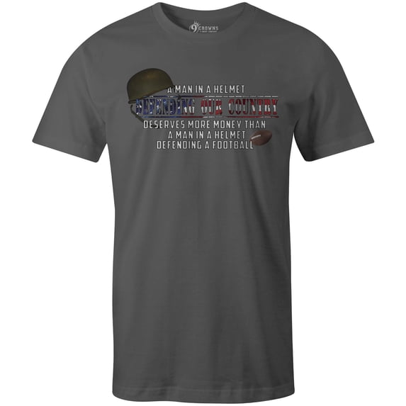 9 Crowns Tees Defending Our Country Armed Forces Graphic T-Shirt (Men's Metal, X-Large)