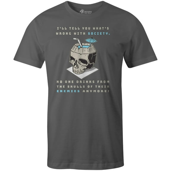 9 Crowns Tees Drink from the Skulls of Your Enemies Funny Graphic Tee Shirt (Unisex Metal, 2XL)