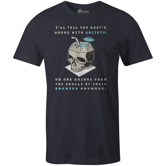 9 Crowns Tees Drink from the Skulls of Your Enemies Funny Graphic Tee Shirt (Unisex Navy, 2XL)