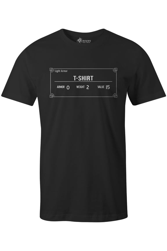 Tees Fantasy RPG Item Stats Funny Gamer T-Shirt (Unisex Black, Large)