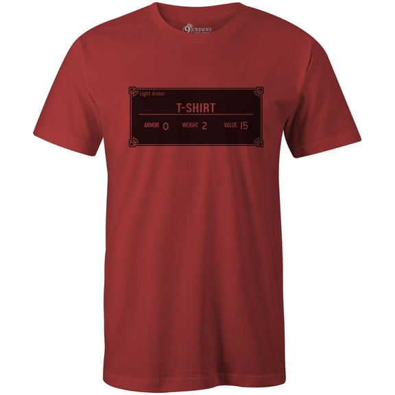 9 Crowns Tees Fantasy RPG Item Stats Funny Gamer T-Shirt (Unisex Red, Large)