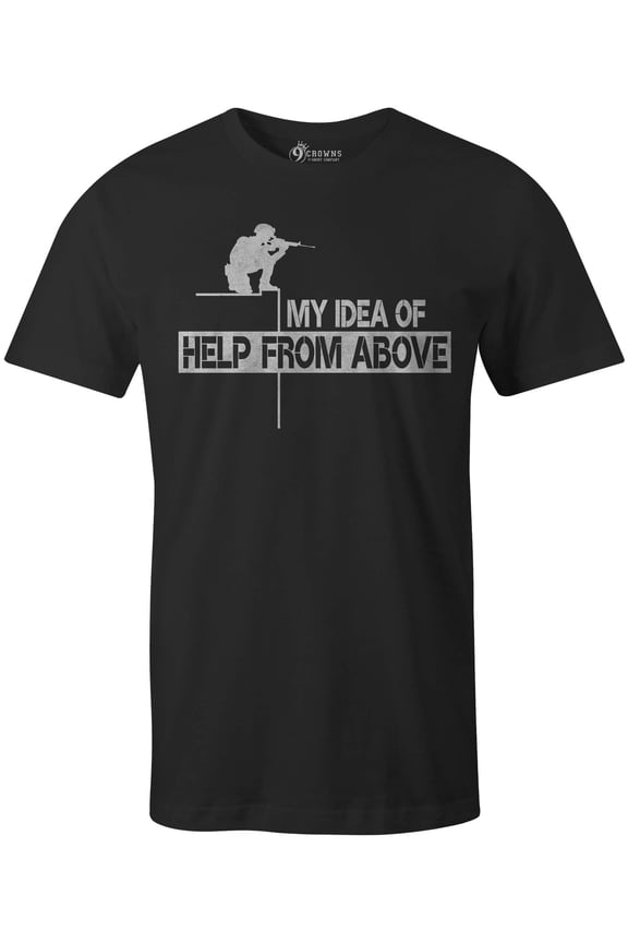 Tees Help From Above Funny Military Sniper Tee Shirt (Unisex Black, Small)