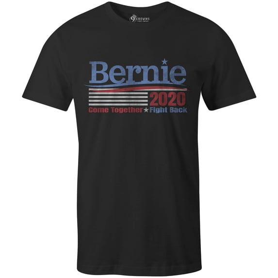 9 Crowns Tees Hindsight is 2020 Bernie Sanders Poster T-Shirt (Bernie 1 Mens Black, Large)