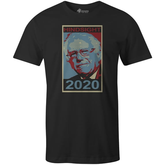 9 Crowns Tees Hindsight is 2020 Bernie Sanders Poster T-Shirt (Bernie 3 Mens Black, Small)