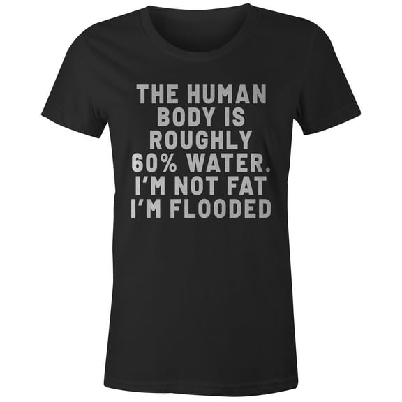 9 Crowns Tees Human Body is Roughly Water Graphic T-Shirt (Juniors Black, Large)