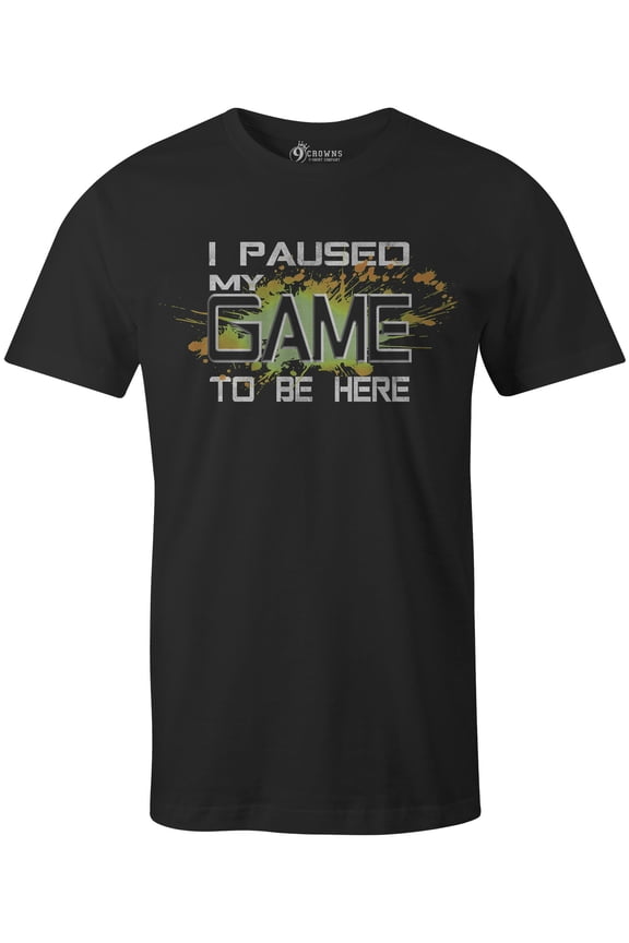 Tees I Paused My Game To Be here Funny Gamer T-Shirt (Paused 2 Black, Medium)