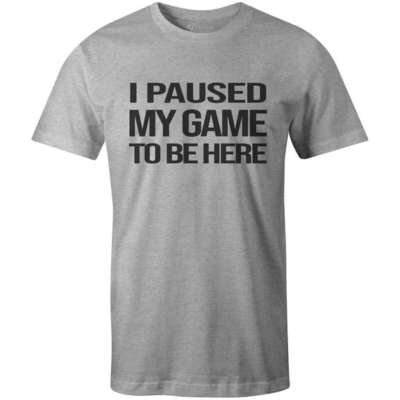 9 Crowns Tees I Paused My Game To Be here Funny Gamer T-Shirt (Paused 3 Htr Gray, Small)