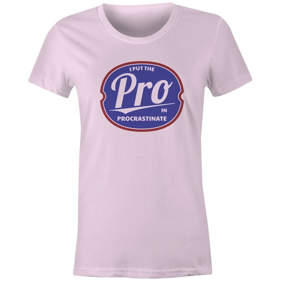 9 Crowns Tees I Put The Pro in Procrastinate Hilarious T-Shirt (Juniors Pink, XX-Large)