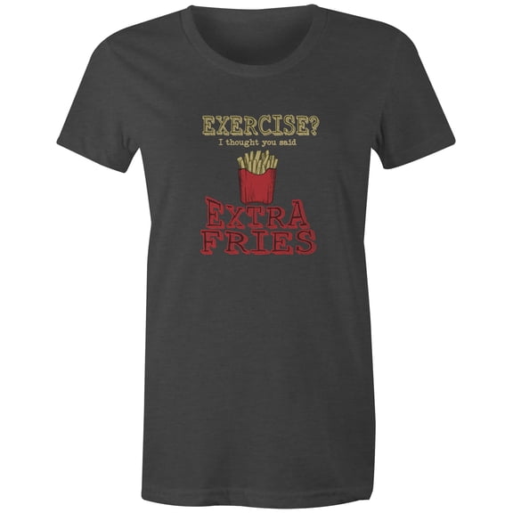 9 Crowns Tees I Thought You Said Extra Fries Funny Graphic T-Shirt (Juniors Charcoal, X-Large)