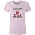 thumbnail image 1 of 9 Crowns Tees I Thought You Said Extra Fries Funny Graphic T-Shirt (Juniors Pink, Small), 1 of 3