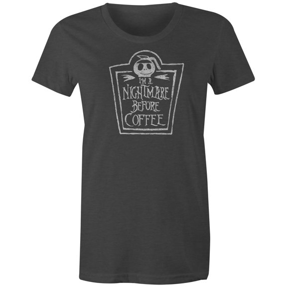 9 Crowns Tees I'm A Nightmare Before Coffee Funny Anti-Social T-Shirt (Juniors Charcoal, Medium)