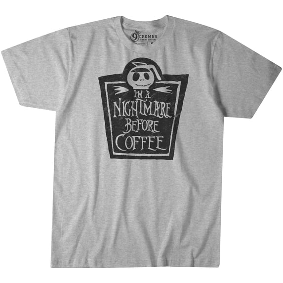 9 Crowns Tees I'm A Nightmare Before Coffee Funny Anti-Social T-Shirt (Unisex Grey, X-Large)