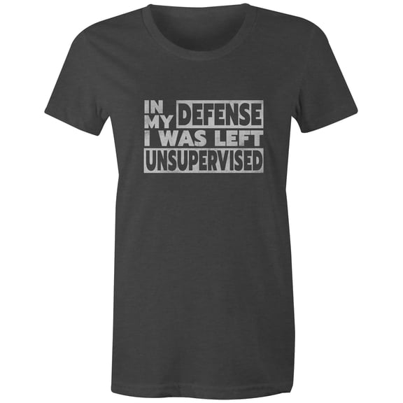 9 Crowns Tees In My Defense I Was Unsupervised Sarcastic T-Shirt (Juniors Charcoal, XX-Large)