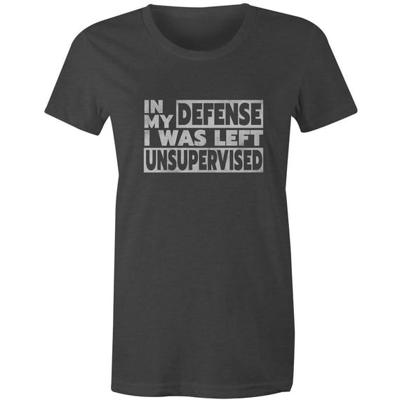 9 Crowns Tees In My Defense I Was Unsupervised Sarcastic T-Shirt (Juniors Charcoal, XX-Large)