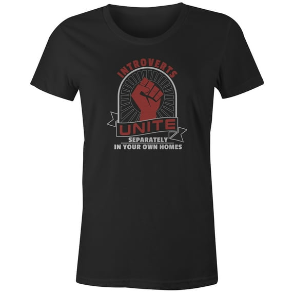 9 Crowns Tees Introverts Unite Funny Antisocial Graphic Tee Shirt (Juniors Black, XS)